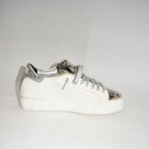 New! P448 John Leopard Tongue Low Top White Street Sneaker 38 EU 8 US DD347 - Picture 5 of 7